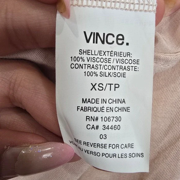 Vince Womens Mixed Media Silk Front Tank Top Blush Pink Scoop Neck XS - Picture 7 of 7